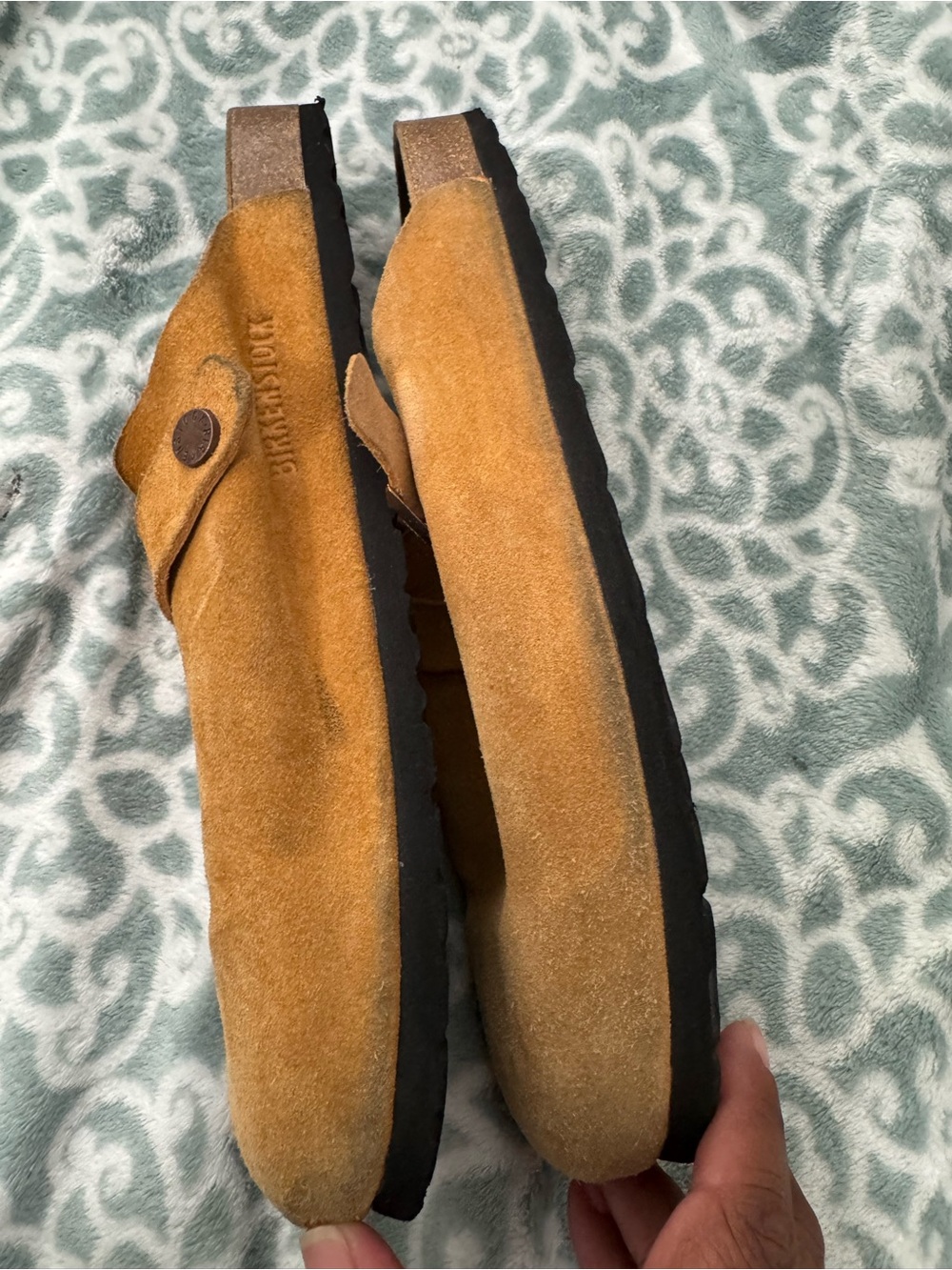 Birkenstock Brown Suede Boston Clogs - Picture 6 of 8